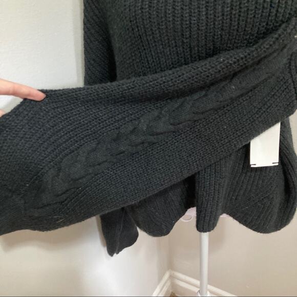 new Nordstrom BP. Braided Balloon Sleeve Sweater Black size XL - Picture 3 of 10